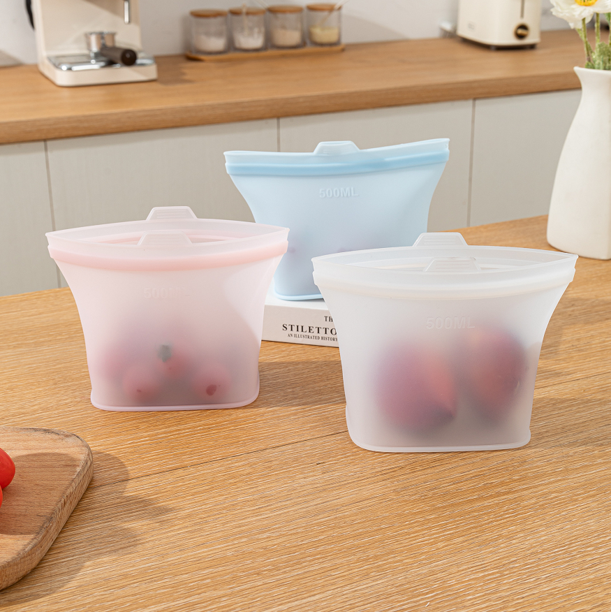 Microwave Safe Food Storage Bag Refrigerator Preservation Food Grade Silicone for Fresh Foods