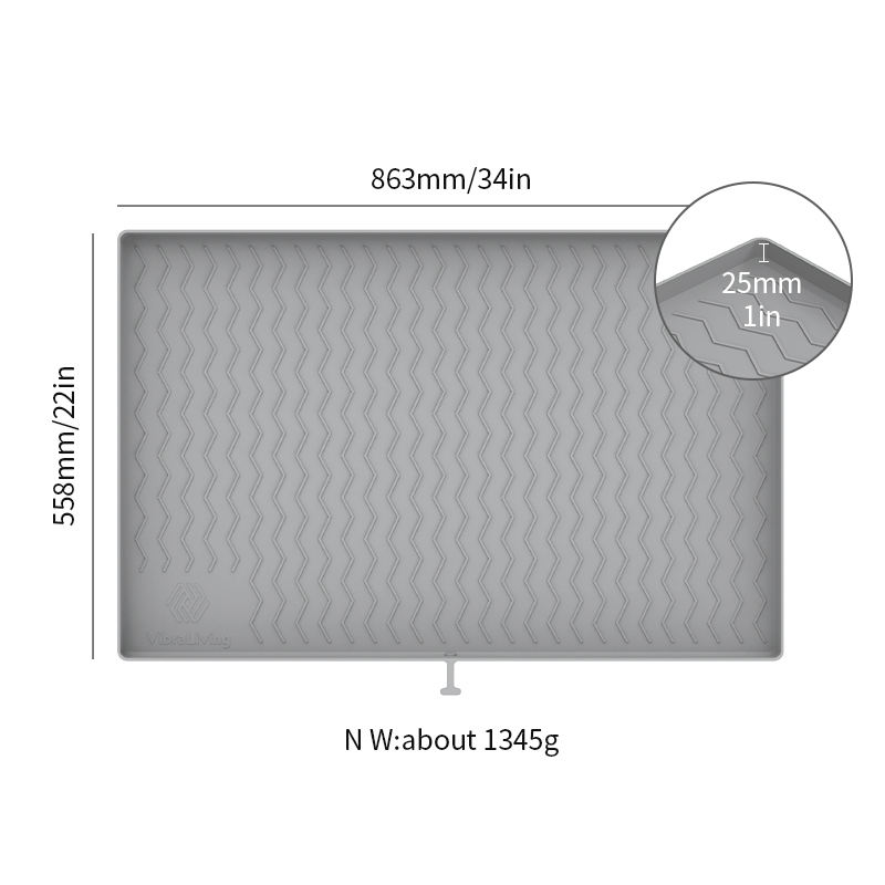 Silicone Cabinet Mat Water Corrugated Silica Gel Drain Pad Anti-fouling Anti-oil Under Sink Mat Large Size Silicone Kitchen Mat