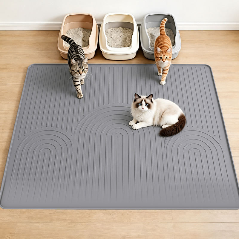 Modern Anti-Splash Cat Litter Mat Large All Seasons Grey Diatomite Toilet Mat