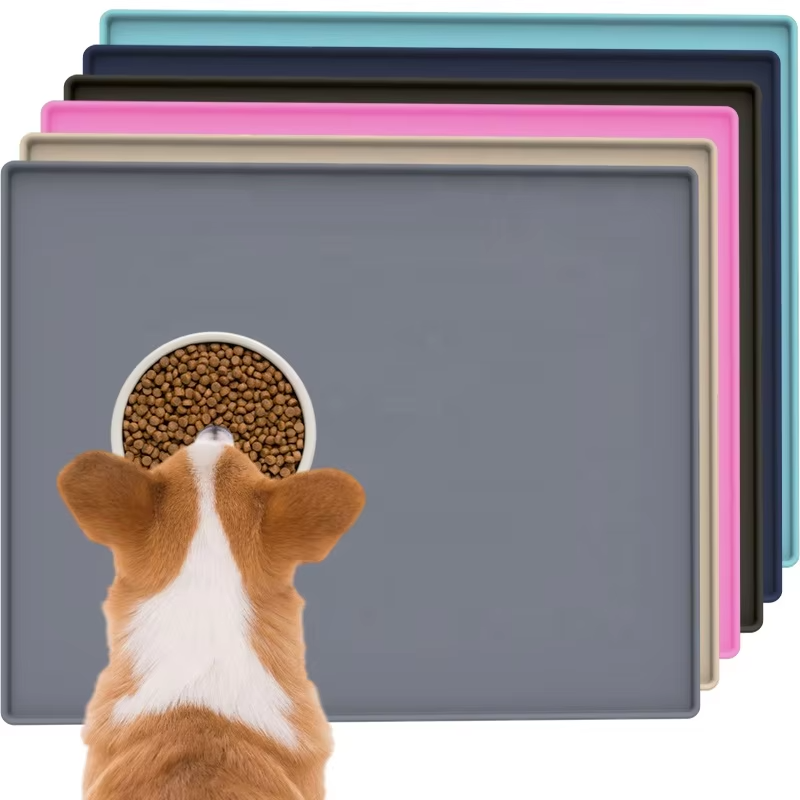 New Arrivals BPA Free Food Grade Dog Cat Bowl Mat Silicone Non-Slip Waterproof Dog Food Mat Tray Pet Feeding Mat