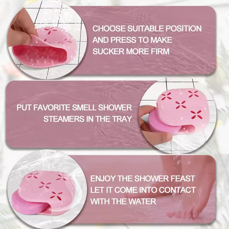 Silicone Shower Steamer Tray with Suction Cup - Bath Holder