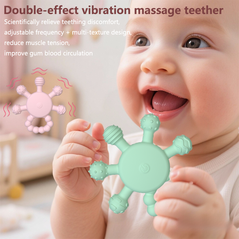 USB Vibrating Teether for Babies - Food Grade Silicone