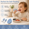 Silicone Baby Spoon & Fork Set - Stainless Steel, BPA Free