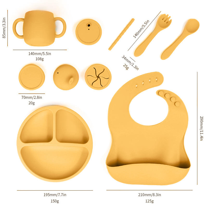 Wellfine Custom 2026 Top Seller Baby Supplies Silicone Baby Feeding Set Newborn Set Gift Baby Plate Set