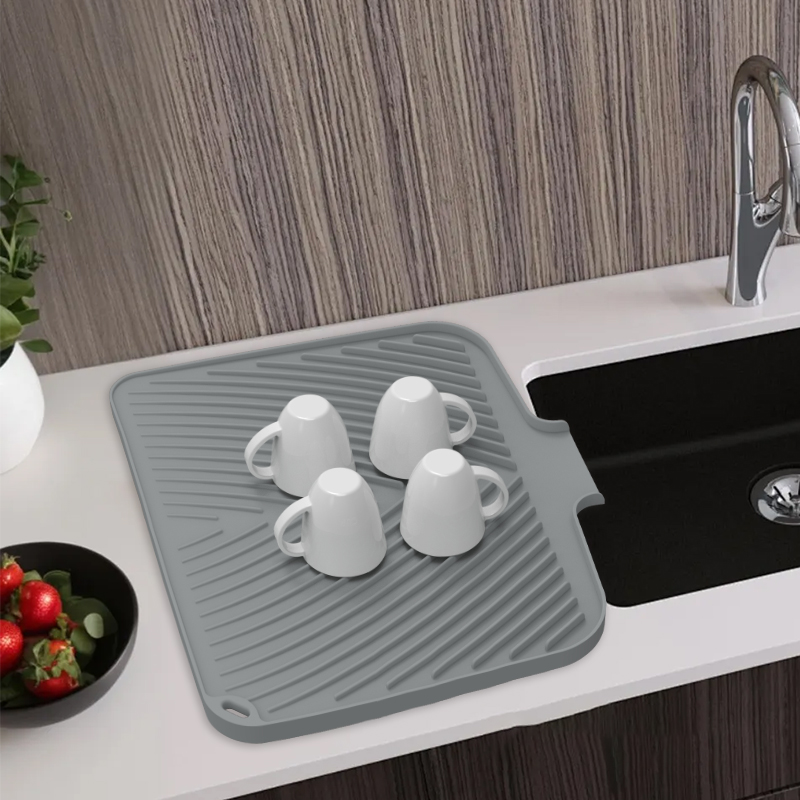 Silicone Dish Drying Mat - Non-Slip Heat Resistant Drain Pad