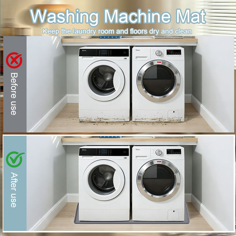 Washable Silicone Washer Dryer Covers Waterproof Washable Non-Slip Dust Washing Machine Cover Dryer Top Protector Mat