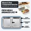 304 Stainless Steel 2 Compartments Leak Proof Bento Box Kids Metal Bento Lunch Box Containers Portable Lunch Box