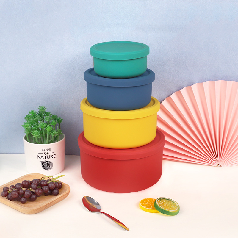 Hot Sale Round Food-grade Silicone High-temperature Resistant Folding Lunch Box Portable Bento Box