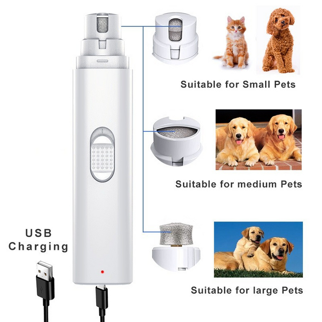 Wellfine-amoladora de u&ntilde;as el&eacute;ctrica para mascotas, cortau&ntilde;as segura y silenciosa para mascotas, para coche, Hotel, exteriores, recargable por USB, amoladora de u&ntilde;as para mascotas