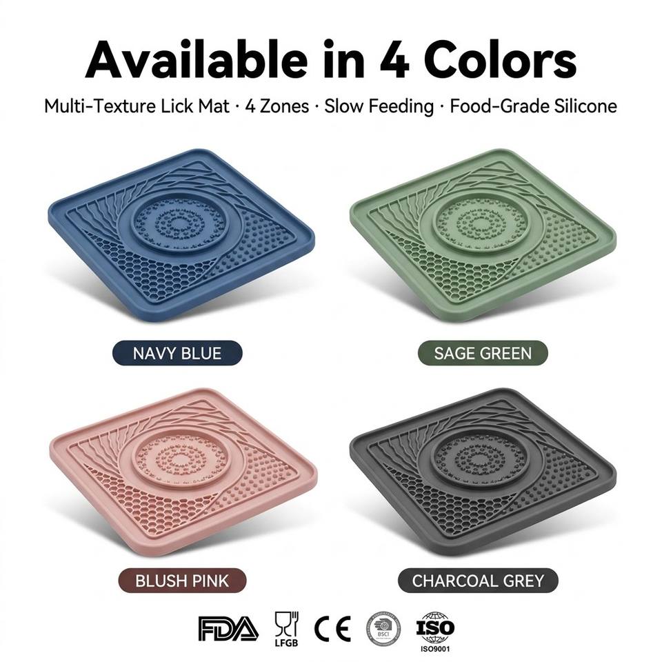 Silicone Pet Licking Slow Feeder Interactive Lick Mat Cats Dogs Portable Lightweight Eco-Friendly Non-slip Anti-choke