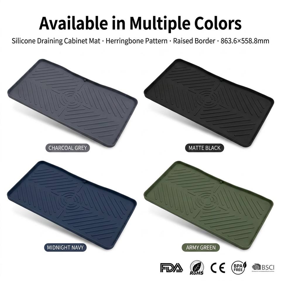 Classic Style Silicone Dish Drying Mat Custom Size Kitchen Sink Table Drain Pad Multi-Purpose Insulation Eco-Friendly
