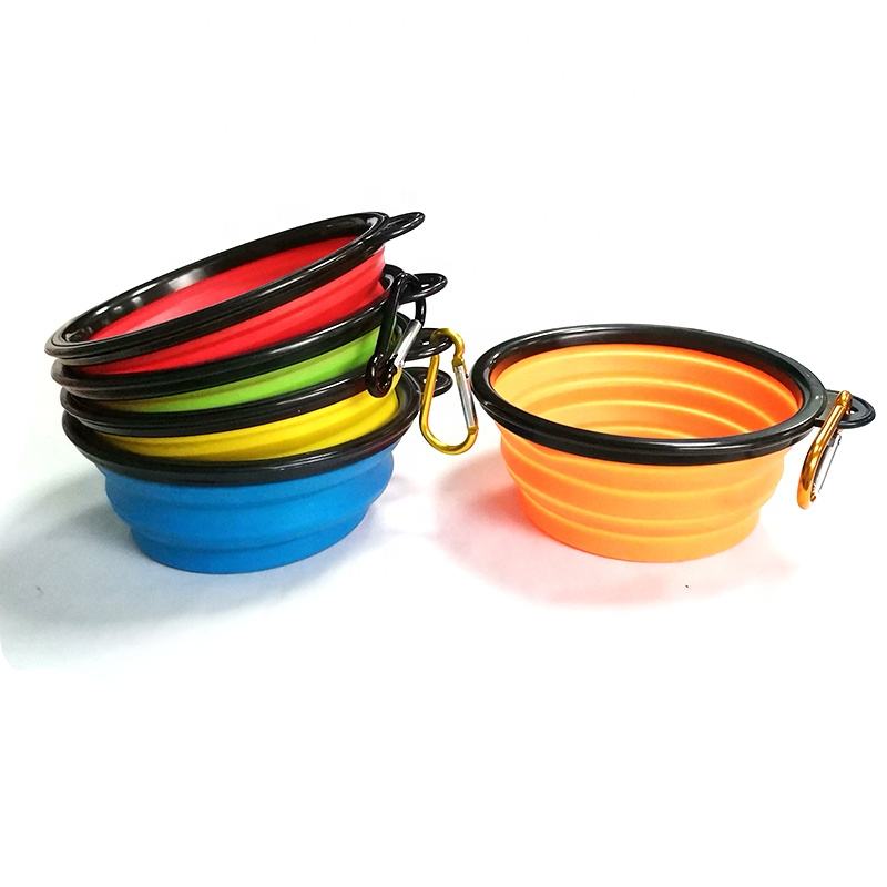 Portable Silicone Pet Bowl Silicone Slow Feeder Collapsible Sublimation Dog Bowl White Non slip Folding Dog Bowl with Lid