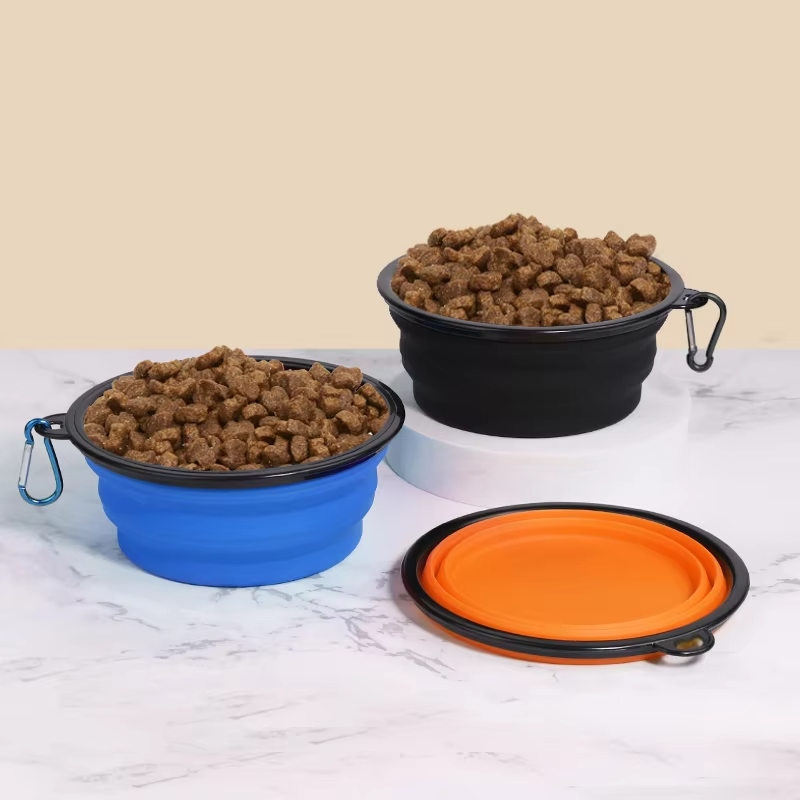 Wellfine 防水シリコーン折りたたみ犬ボウルプラスチックペットフィーダーキャットフード用折りたたみ旅行猫ボウル