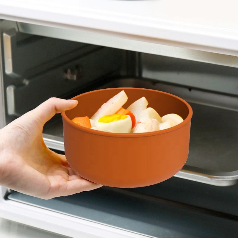 Wellfine New Design Reusable Round Kids Lunch Container Durable and Leakproof Silicone Bento Box with Lid