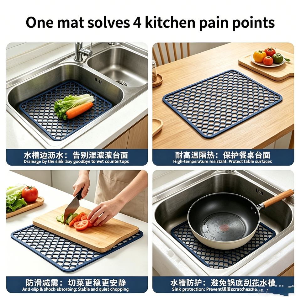 Sink Protector Pad Anti Slip Quick Dish Dry Mat Dish Drain Mat Absorbent Stone Kitchen Silicone Dish Drying Diatomite Earth Mat