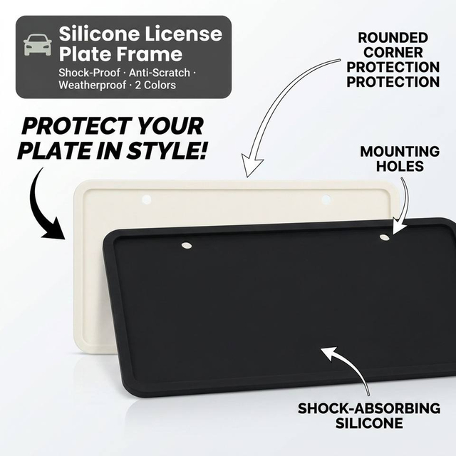 New Arrivals Custom Silicone License Plate Holder Rust-Proof Number Plate Cover Rattle-Proof Weather-Proof