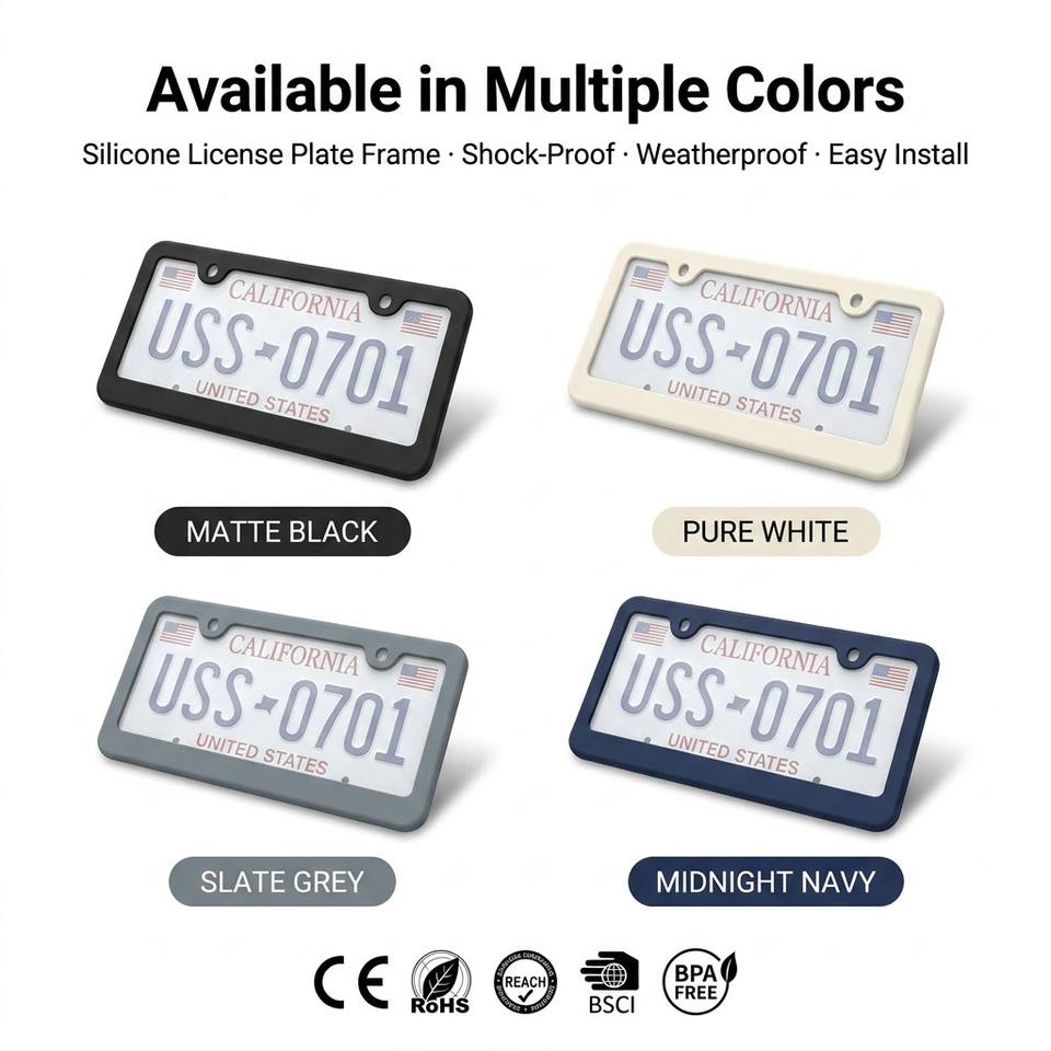 New Arrivals Custom Silicone License Plate Holder Rust-Proof Number Plate Cover Rattle-Proof Weather-Proof