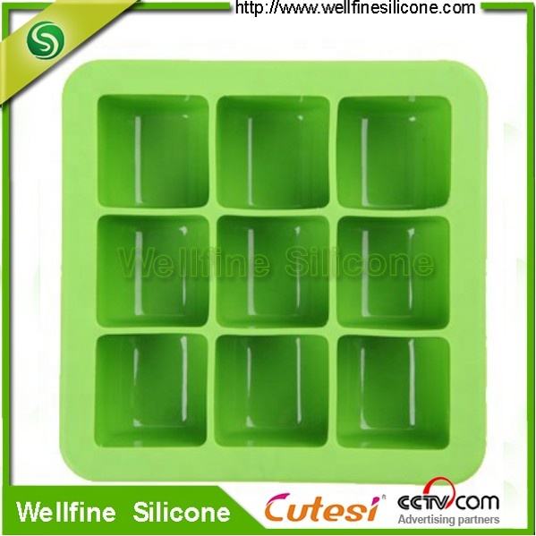 100% Platinum Silicone Baby Food Freezer Tray Ice Cube Box Europe 9 Grid with Lid