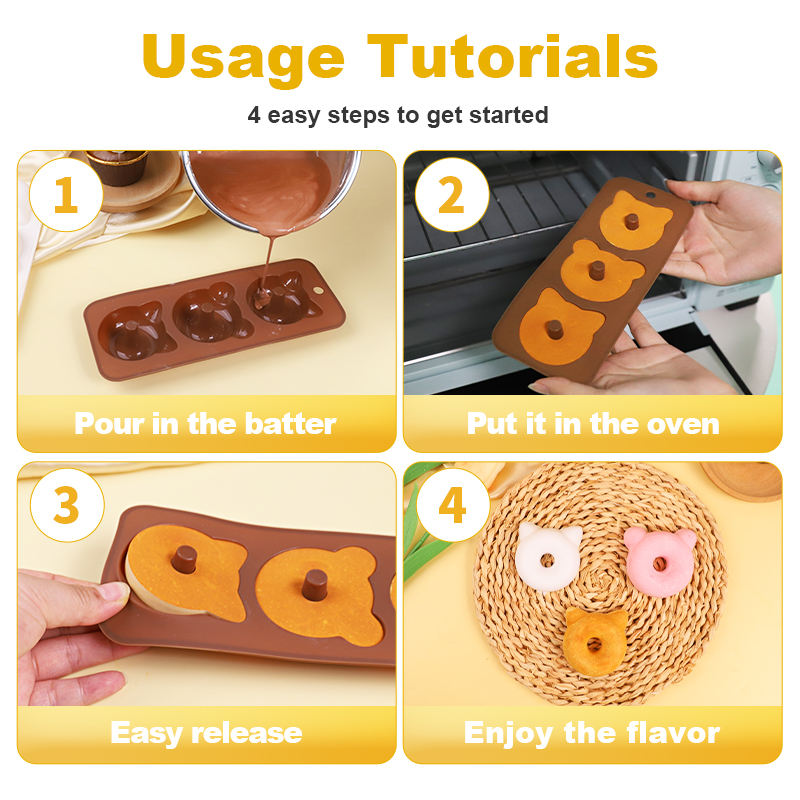 Top Rankings Food-Grade Silicone Round Donut Mold Easy Release Oven Cake Baking Tool