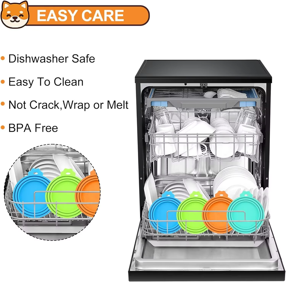 Reusable Durable Silicone 3-in-1 Pet Food Can Leak-Proof Storage Container for Cats Dogs