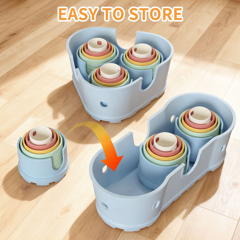 BPA Free Silicone Soft Castles Building Blocks Teething Stacking Teether Children'S Educational Baby Stacker Stacking Toy