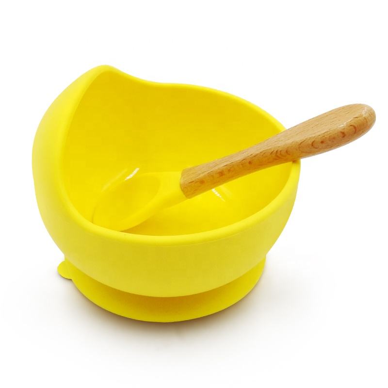 Bamboo Suction Plate Baby Feeding Bowl Set Base Silicone Baby Bowl for Toddlers