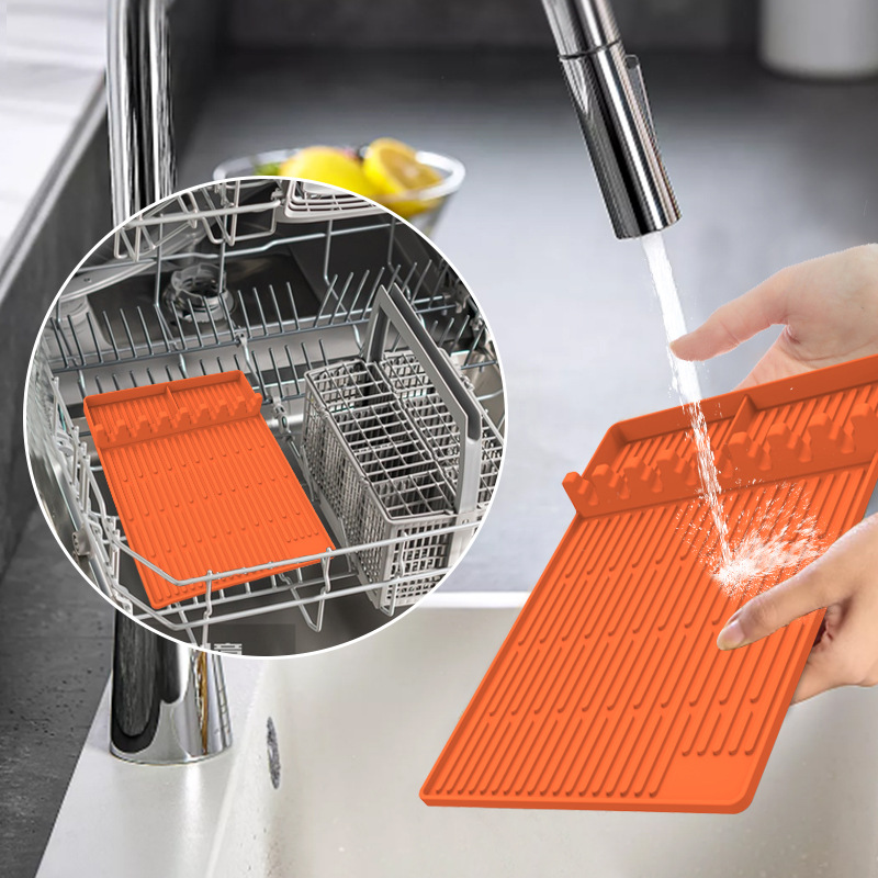 Factory Food Grade Silicone Griddle Tools Mat Large Spatula Mat with Drip Pad for Outdoor Grill Kitchen Countertop
