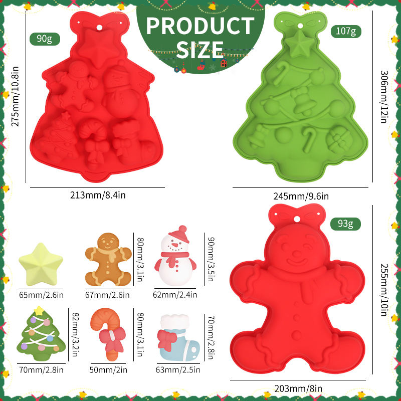 Christmas Tree Silicone Baking Mold - Food Grade Holiday Themed Pan for DIY Cookies Candies Chocolate Cake Bread
