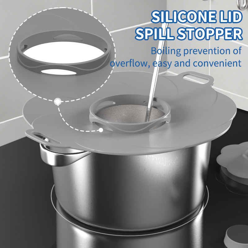 BPA Free Cooking Tool Anti-Overflow Silicone Pan Cover Cookware Spill Stopper Pot Lid