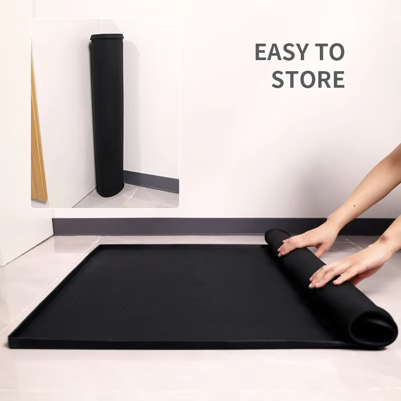 BPA Free Rectangle-Shaped Silicone Dog Feeding Mat Non-Slip and Non-Spills Pet Feeder Pad with Solid Pattern