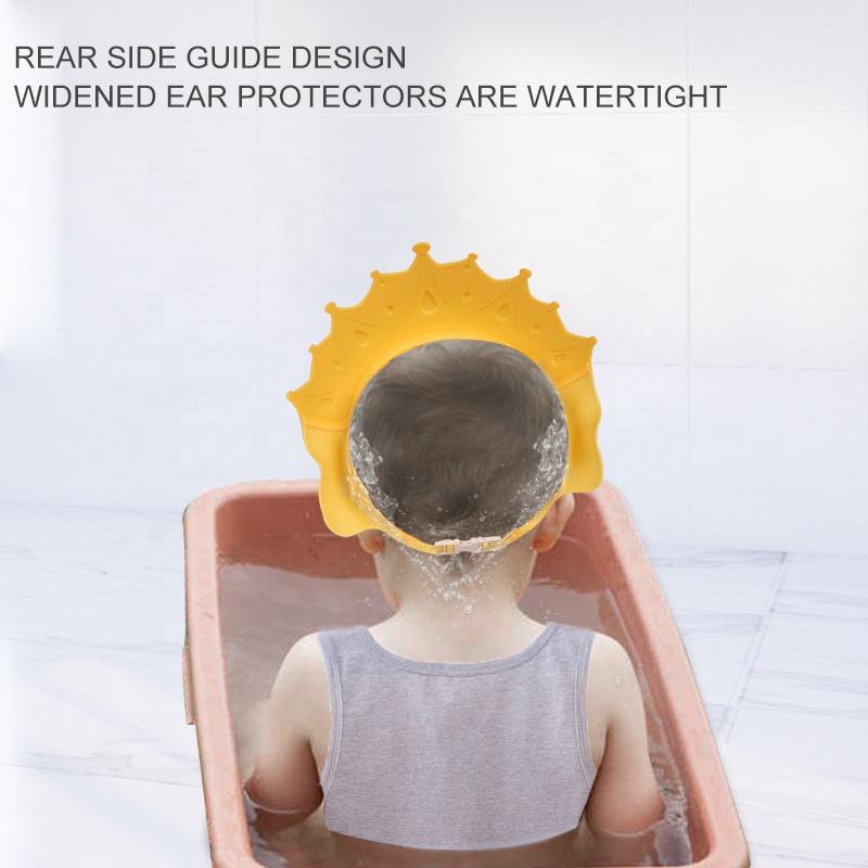 Wellfine Adjustable Kids Bath Cap Waterproof Child Shower Hat for Hair Washing and Bathing Baby Cleaning Protection