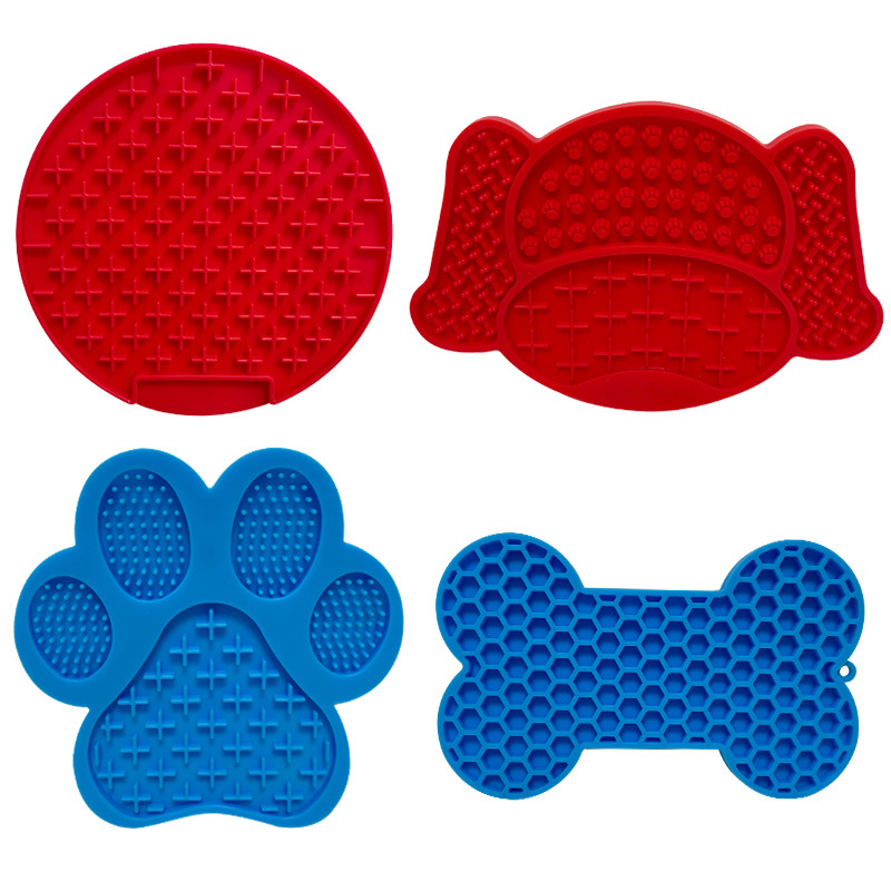 Bol moderne en Silicone pour animaux de compagnie, avec fonction automatique, Base d'aspiration &agrave; motif solide, tapis &agrave; l&eacute;chage lent pour l'hydratation de l'alimentation des chiens et des chats