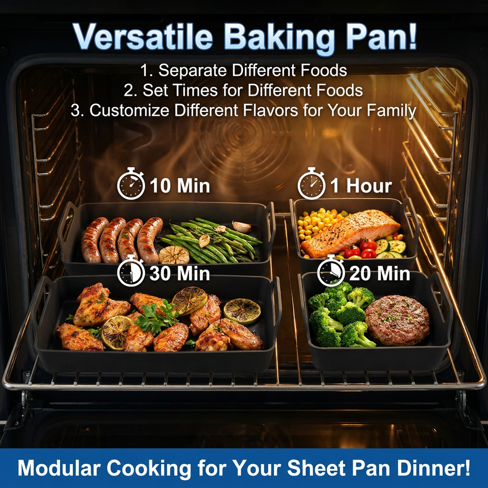 4-Piece Silicone Square Box Baking Pan for Barbecue Bread & Cake Microwave & Dishwasher Safe for Home Kitchen Use